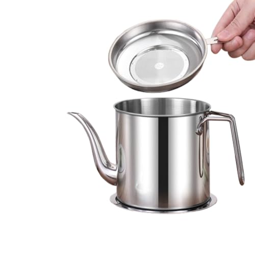 オイルポット 油こし器 あぶらこし ステンレス鋼 1.4L あぶらこしポット 揚げ物油入れ 天ぷら油 油濾過器 残留物を濾過 油ろ過器 揚げ物油入れ 天ぷら油 フィルターカートリッジ 油処理用品 キッチン用品 (1.4L,401ワイヤーハンドル)