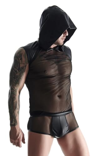 T-Shirt Ă Capuche en Mesh - Regnes - L - Noir