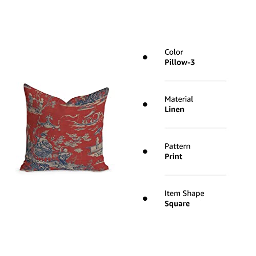 Aroggeld Thibaut Cheng Toile Dynasty Red Cushion Cover Chinoiserie Pillow Double Side Farmhouse Accent Home Decorative Toss For Living Room Sofa Housewarming Birthday Gift Linen 18Inch, White #TOP3
