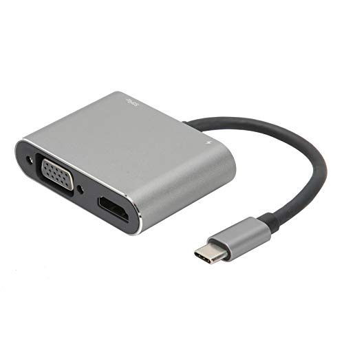 Adaptador tipo C, 4 em 1 liga de alumínio cinza tipo C para adaptador USB, 4,5 W 4K para computador