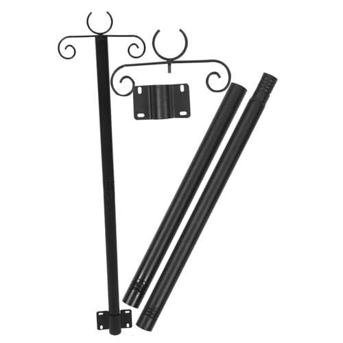 IWOWHERO String Light Posts for Outside 2 Pack Outdoor Lighting Poles Metal Pole Lights Hanger for Fences