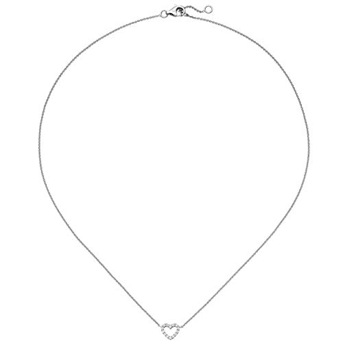 Jobo Damen-Halskette Herz aus 925 Sterling Silber mit Zirkonia 42 cm