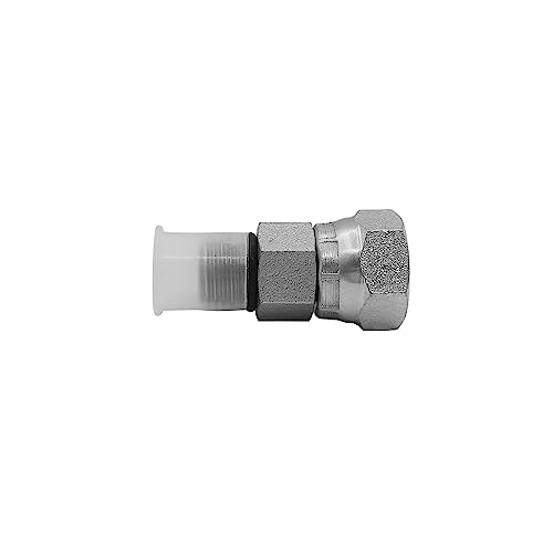 Image of (2-PACK) 6900-04-04-O Hydraulic Hose Adapter Fitting 1 /4 inch Male O-Ring Boss (7 /16 inch-20UNF)x1 /4 inch NPSM Female Pipe Swivel (1 /4 inch-18NPSM) SAE Straight Pipe Joints Tube Connector Carbon Steel