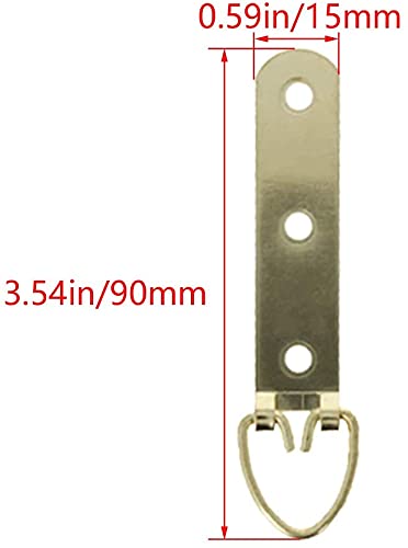 Image of 40Pcs Three Holes D Ring Picture Hangers 90 x 15mm for Hanging Hook Frame Mirror Artwork Clock Gold Tone