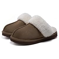 Litfun Women's Fuzzy Memory Foam Slippers Fluffy Winter House Shoes Indoor and Outdoor, Mocha 7-7.5