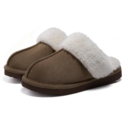 Image of Litfun Women's Fuzzy Memory Foam Slippers Fluffy Winter House Shoes Indoor and Outdoor
