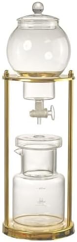 Cold Brew Drip Tower Coffee Maker, Iced Coffee Brewer with Adjustable Valve Stainless Steel Stand, Hand-Blown Glass for Cold Brew Tea Brewing