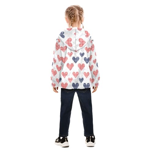 Red Blue Heart Love Girls Fleece Jacket Girls Fall Jacket Girl Coats Zip Up Hoodie Children Sherpa Warm Outerwear 2-10T4