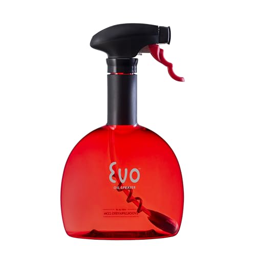 Image of Evo Original Oil Sprayer Bottle | Non-Aerosol for Olive Oil, Cooking Oils, Vinegars | 24-Oz Capacity | Rotatable Nozzle | Gourmet Cooking Tools - Food-Safe Materials | Red