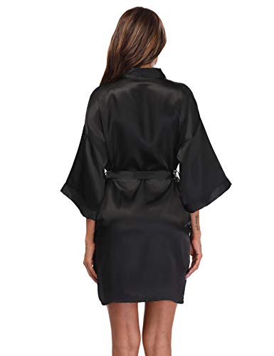Goodmanshop Women's Satin Kimono Robes Short Silky Bathrobe Solid Color/Floral Bridal Wedding Party #TOP2