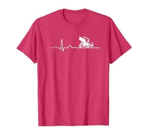 Sprint CAR Racing: Sprint Car Racing Heartbeat T-Shirt, Men, Red Heather, X-Large