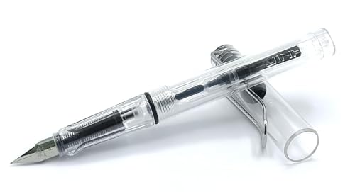 Image of QALAM KAARI White Transparent Fountain Ink Pen with Ink Converter Pump | Clear Transparent Body Fountain Pen with Fine Nib(0.5mm) | Zero Ink Leakage Smooth Writing Ink Pen