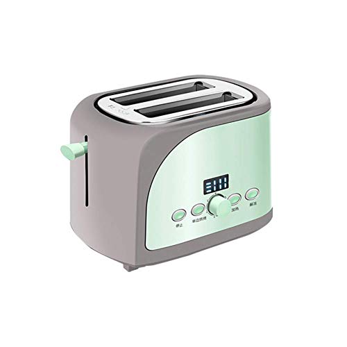 Edelstahl Brotbackautomat Elektrischer Toaster Kuchen Toast Sandwich Ofen Grill 2 Scheiben Automatische Frühstücksbackmaschine, Grün