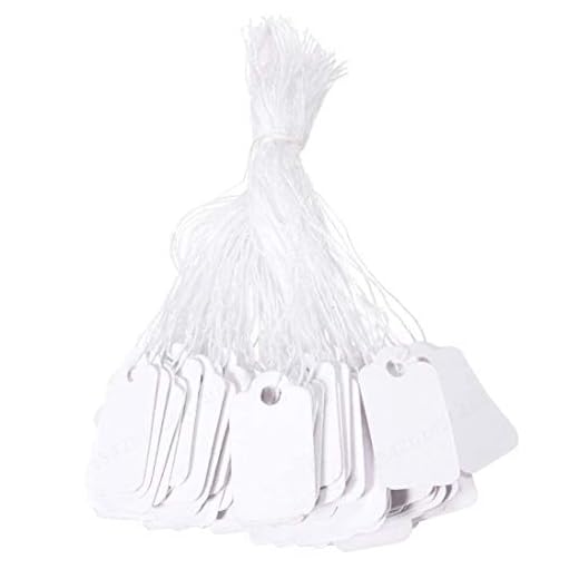 LNIEGE 500 st smycken prislappar, smycken etiketter med snöre bifogade för kläder smycken ringar – 23 x 13 mm