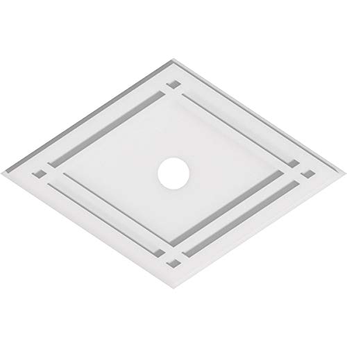 Image of Ekena Millwork CMP22X14DD-02000 Diamond Architectural Grade PVC Contemporary Urethane Ceiling Medallions 22 inchW x 14 5 /8 inchH x 2 inchID x 7 3 /4 inchC x 1 inchP
