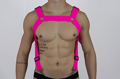 Harness e Suspensório de Elástico Rosa Fluor