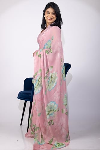 Image of MIRCHI FASHION Women Saree | Chiffon Chevron Zig Zag Printed Office Wear Sari with Blouse
