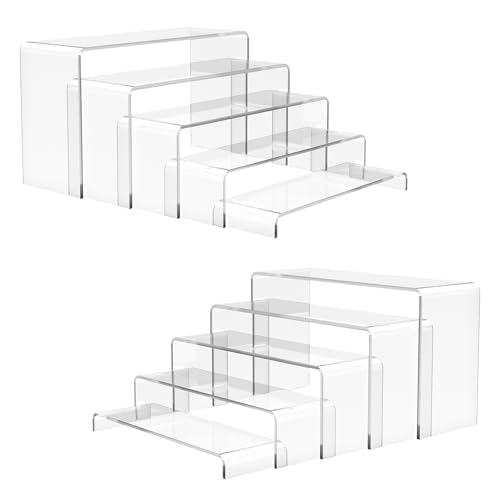 ANDGOO 10 Pack Acrylic Display Risers, Perfume Stand Organizer, Easy to Store Clear Cupcake Stand, Display Risers for Retail Stores Special Events Exhibitions Home Decoration