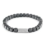 Calvin Klein Men's Jewelry - Square Hematite Beaded Bracelet - Adjustable and Comfortable - Fashion Statement for Everyday Wear - Gift for Him