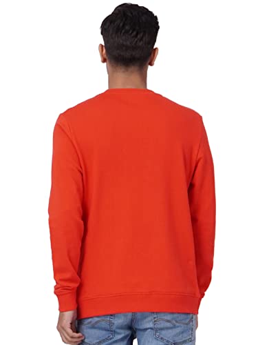 Image of Jack & Jones Men Cotton Blend Crew Neck Regular Fit Sweatshirts (2654201 Outer Space)