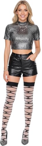 Image of ToBeInStyle Women's Sheer Banded Thigh High Socking w /Opaque Band