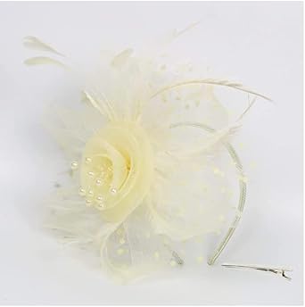 Women Fascinators Hat Feathers Tea Party Hair Clip Veil Headband Wedding Bridal Flower Hat Headwear Vintage Headpiece