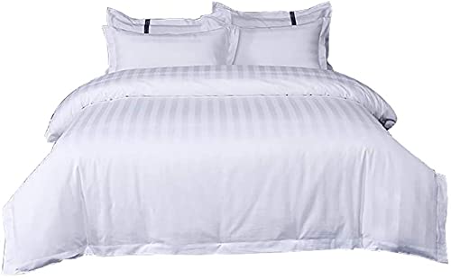 Housse de couette rayée en coton satiné Queen pour une literie d'hôtel de luxe
