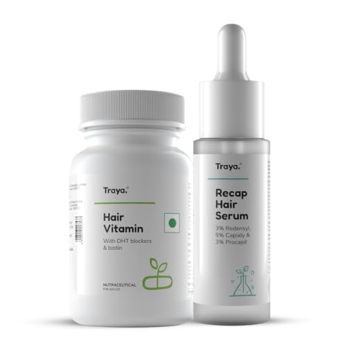 Image of Traya Hairfall Control Combo | Contains Dht Blocker & Hair Growth Actives | Biotin, Bhringraj, Redensyl, Procapil And Capixyl | (Hair Vitamin 30 Capsules + Hair Recap Serum 30Ml)