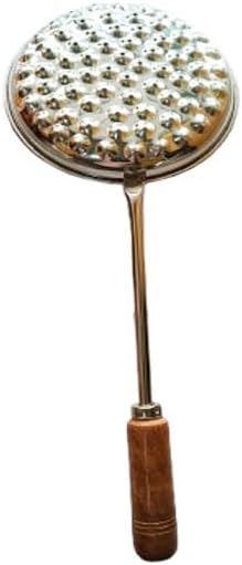 Sahishnu Online & Marketing Stainless Steel Boondi Maker, Boondi Stainer, Skimmer with Wooden Handle - Size No. 2