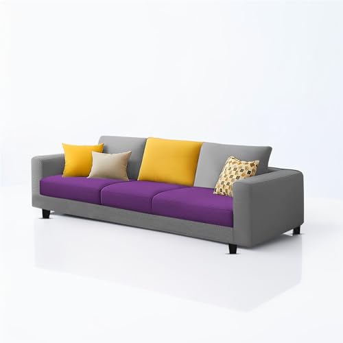 Image of Galib 3 Seater Sofa Set for Living Room (Purple Grey Fabric) Premium Fabric Sofa Set