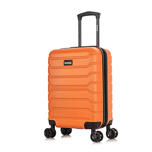 Image of InUSA TREND Luggage with Spinner Wheels | Durable Lightweight Hardshell Suitcase, Travel bag with Handle and Trolley, 20-Inch Carry On Small Luggage | Orange