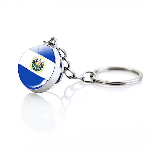 Porte-Clés Pendentif Boule De Verre Drapeau El Salvador - Mini Porte-Clés Drapeau Du Pays Des Amériques El Salvador,Porte-Clés Souvenir Nouveauté Drapeau National Du Monde Pour Hommes Femmes Cade