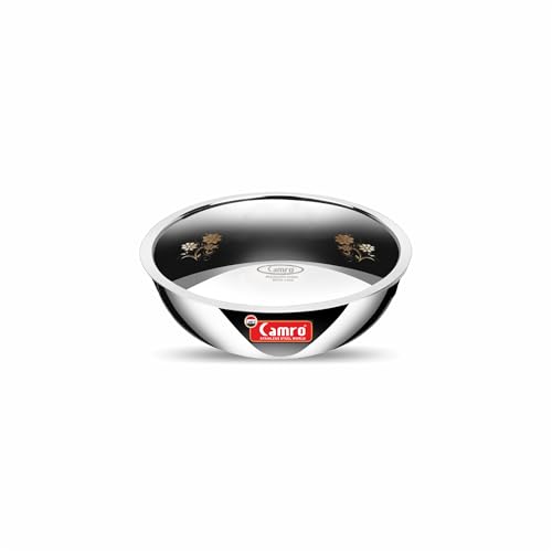 Image of Camro Triply Stainless Steel Deep Tasla Induction Friendly 1.4 Liter 20 cm with lid Safe and Robust | 100% Food Grade Stainless Steel Cookware | Dishwasher Safe | 15+Years of Innovation and Quality