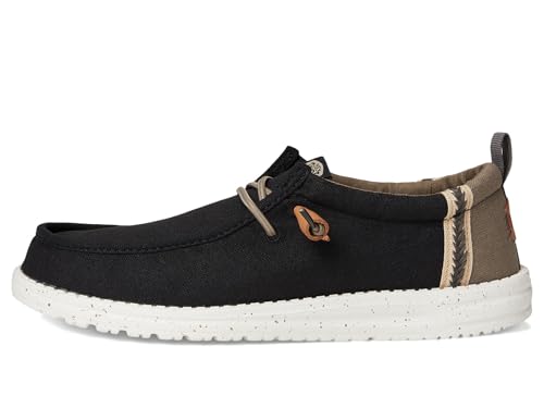 HEYDUDE Wally Craft Linen Black/Walnut Size 13, Men’s Shoes, Men's Slip-on Loafers, Comfortable & Light-Weight4