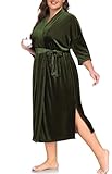 VintageClothing Women Long Robe Plus Size Velvet Kimono Luxury Robes Bathrobe Soft Fuzzy HouseCoat for Women, 3X