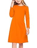 Arshiner Girls Dress Kids Long Sleeve Solid Color Casual T-Shirt Dress