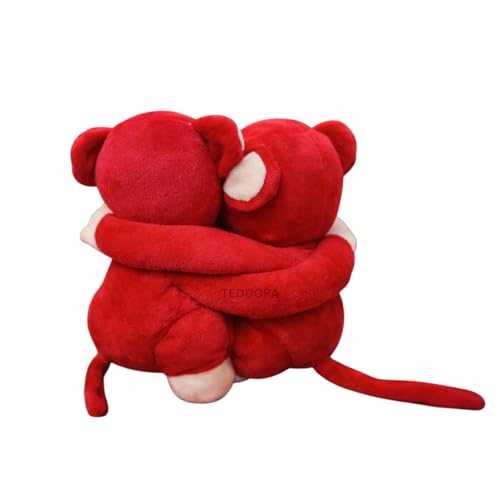Image of Hugging Monkey Soft Toy for Girls Boys Kids,Red,Monkey Couple Animal Plush Stuffed Baby Teddy Gift Birthday, 20 cm