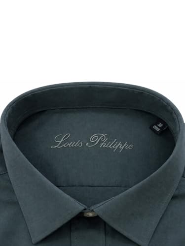 Image of Louis Philippe Men's Regular Fit Easy to Iron Everyday wear Premium Cotton Half Sleeve Solid Formal Shirt