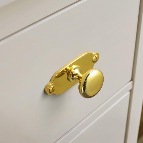 Image of Goo-Ki Gold Zinc Alloy Cabinet Knob with Backplate - Single Hole Center Cabinet Pull Hardware for Bedroom, Kitchen, 2 Pack(8611-G013)