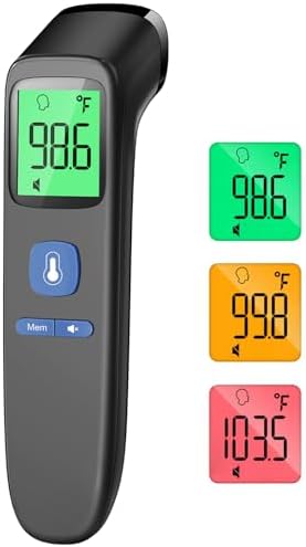 No-Touch Forehead Thermometer for Adults, Infrared Digital Baby Thermometer for Kids, Accurate Reading with Large Display, Mute Mode, Memory Recall, Fever Alarm