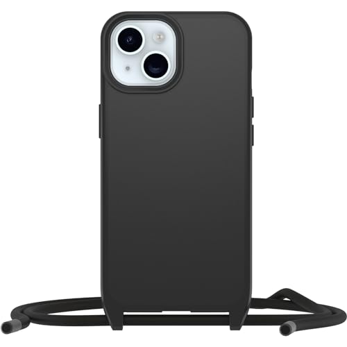 Coque avec MagSafe pour iPhone 15 anti chute avec collier réglable noir