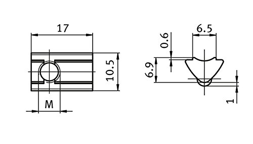 Bloc à rainure M4 type I en acier galvanisé avec bille et barre pour profilé rainure 6 x100 - 3