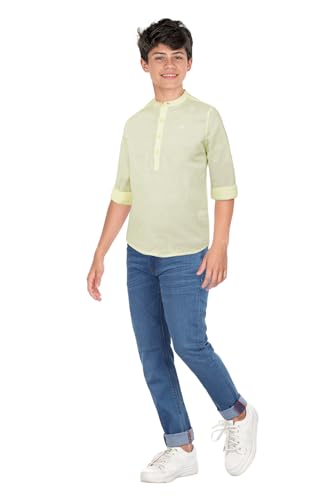 Image of Allen Solly Boys' Solid Cotton Kurta | Full Sleeve | Soft Breathable Feel | Festive & Wedding Ethnic Wear