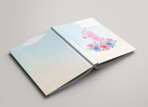 Image of AccuPrints Hard Bound Paper Notebook|Compact Size A5 (8.25 x 5.7)|200 Pages, 80 gsm|Flat Opening Hardbound Sky Blue Unicorn diary-01
