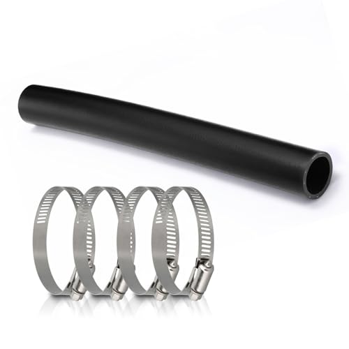 BEIJIULI Gas Tank Filler Hose with 4 Clamps 1 1/2 ID Reinforced Gasoline Fuel Filler Neck Hose (Straight 7 7/8Long)