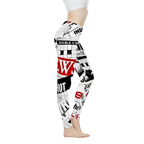 NDISTIN Yoga Pants High Waist Sports Workout High Waist Women Seamless Leggings Fitness Breathable Clothing Fashion Newspaper Print Training Pants Gym Yoga Pants Trousers Running Workout Legging M