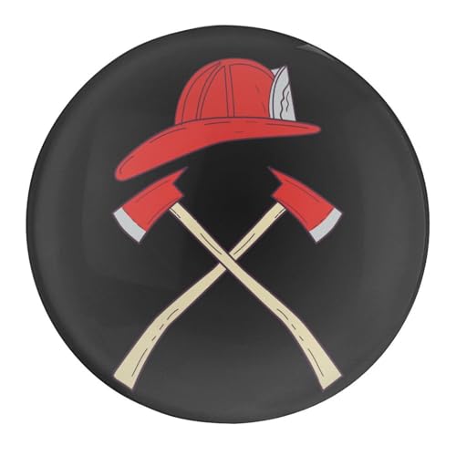 Fire Axe Firefighter Round Refrigerator Magnets Fridge Magnet for Office Whiteboard Kitchen 4 PCS