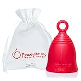 Large Menstrual Cup with Ring for Easy Removal - Pearl Sheen - Big 32ml - Firm - 12 Hour No Spill - Pad and Tampon Alternative - FDA Approved Medical Grade Silicone - REDROSECUP by PEACHLIFE INC