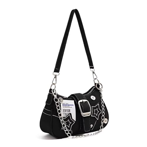 ALWY Bolsa Feminina Y2k Tiracolo Vintage Modelo 2000, Bolsa Moderna Moda, Girls (Jeans (Preto))