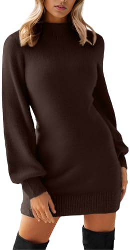 Image of GRECERELLE 2026 Womens Fall Winter Mock Neck Mini Pullover Sweater Dress